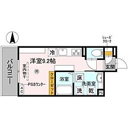 D-Luce寄合町(ディールーチェヨリアイマチ) 1階ワンルームの間取り