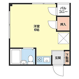 コーポピープル 2階ワンルームの間取り