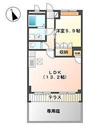 コムス・エルアール 1LDKの間取図画像