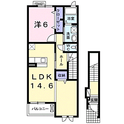 マルコ吹上 2階1LDKの間取り