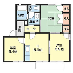 マイルドディアスきし 3DKの間取図画像