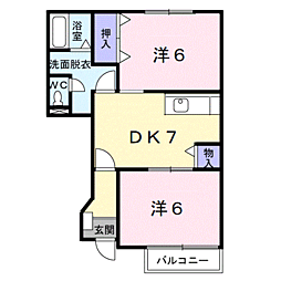 メゾンドヴェール西浜 2DKの間取図画像