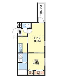フジパレス和歌山駅南III番館 2階1LDKの間取り