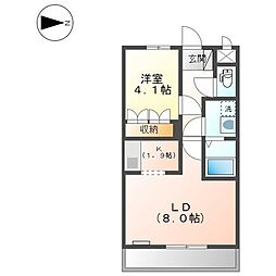 プリマヴェラ 1階1LDKの間取り