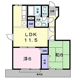ラフィネ花水木 1階2LDKの間取り