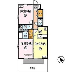 フェリッス関戸 2DKの間取図画像