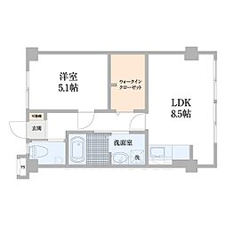 南川ビル 1LDKの間取図画像