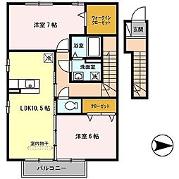 セジュール岡崎 2LDKの間取図画像