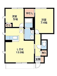 シャーメゾン紀水 2LDKの間取図画像