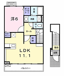 セイバリーB 1LDKの間取図画像