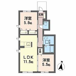 シャーメゾン陽 2LDKの間取図画像