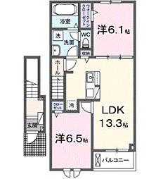 クレメント岩出C 2LDKの間取図画像