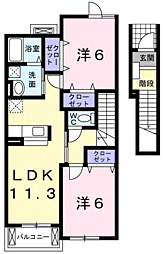 イリーデ・フィオーレ2 2LDKの間取図画像