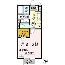 ユリシーズ 1Kの間取図画像