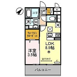 D-room野崎 1LDKの間取図画像