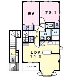 サンズパーク2 2LDKの間取図画像