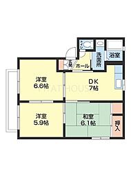 シャーメゾン小雑賀 3DKの間取図画像