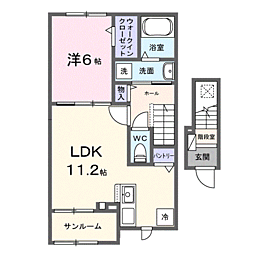 ドリーム岩出 1LDKの間取図画像