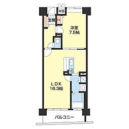 パシフィックビスタ2 1LDKの間取図画像