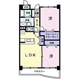 アズゥール 2LDKの間取図画像