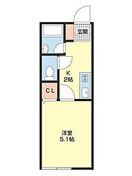 TJ鳴神2 A棟B棟 1Kの間取図画像