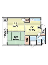 ネクサス太田 2DKの間取図画像