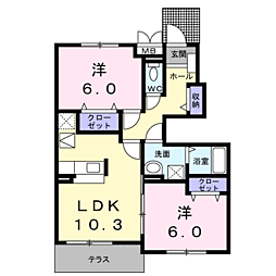 アスターラビスタ 2LDKの間取図画像