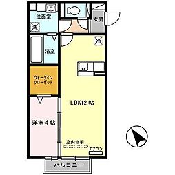 フィオーレ野崎2 1LDKの間取図画像
