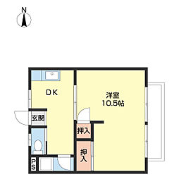 ハイツ岩本2 1DKの間取図画像