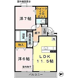 サンシャインヒルズ 2LDKの間取図画像