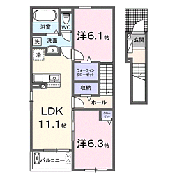ケーズコート中迫3 2LDKの間取図画像