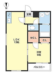 フジパレス吹屋町2番館 1LDKの間取図画像