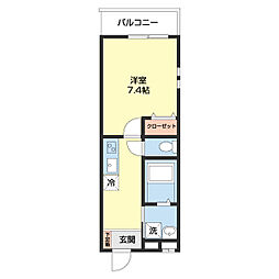 フジパレス紀伊中ノ島ウエスト 1Kの間取図画像