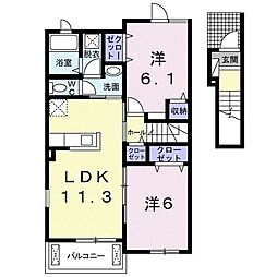 アトランティス 2LDKの間取図画像