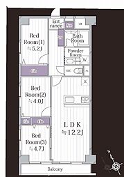 鷺沼さくら公園スカイマンション 3LDKの間取図画像