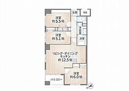 コスモ川崎グランデュール 3LDKの間取図画像