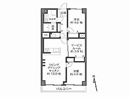 ハイラーク武蔵小杉 2SLDKの間取図画像