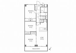 三ツ沢ハイタウン1号棟 3LDKの間取図画像