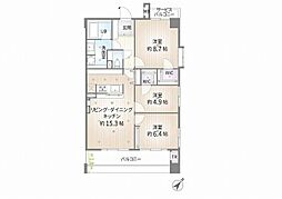 メイフェアミュゼレトワールセンター南駅前 3LDKの間取図画像