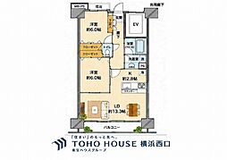 ライオンズステージ山下公園 2LDKの間取図画像