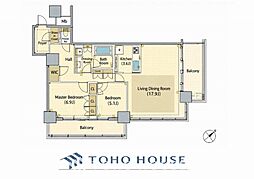ザ・タワー横浜北仲 2LDKの間取図画像