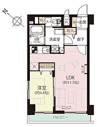 ライオンズマンション上野毛第2 1LDKの間取図画像