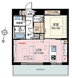 カテリーナ三田タワースイートイーストアーク 1LDKの間取図画像