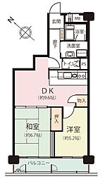 落合パーク・ファミリア 2DKの間取図画像