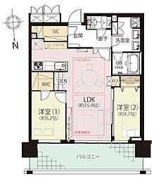 パークホームズ南麻布ザレジデンス 2LDKの間取図画像