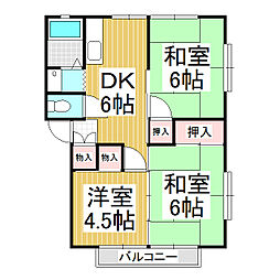 シティーコーポエム 2階3DKの間取り