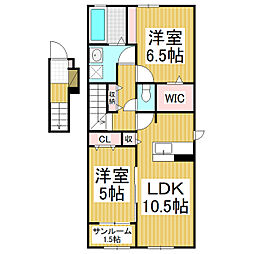 カーサ　プリート　Ｎ 2階2LDKの間取り