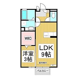 ラヴリィ・パートナー　Ｂ棟 1階1LDKの間取り