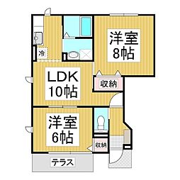 セピアコート若穂 1階2LDKの間取り