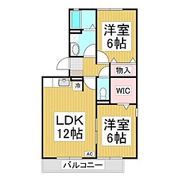 ロイヤルガーデン稲里　Ｃ棟 1階2LDKの間取り